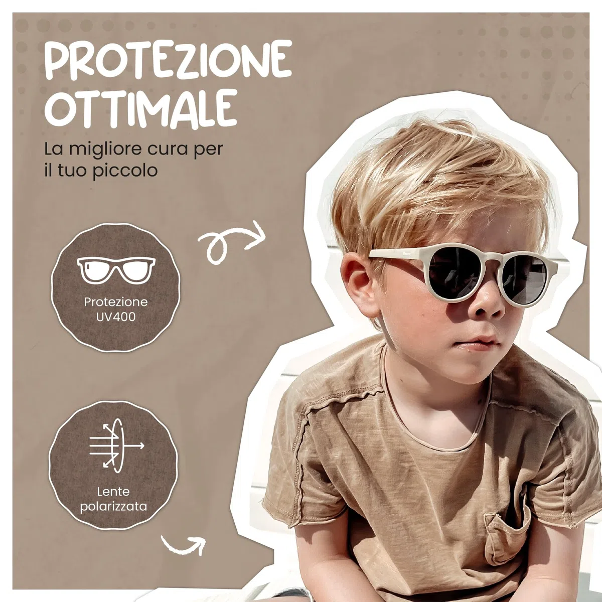 Occhiali da Sole per Bambina, 3-6 Anni, Protezione Polarizzata UV400, Montatura Flessibile e Pieghevole, Occhiali da Sole Sicuri e Comodi per Bambino, Faela