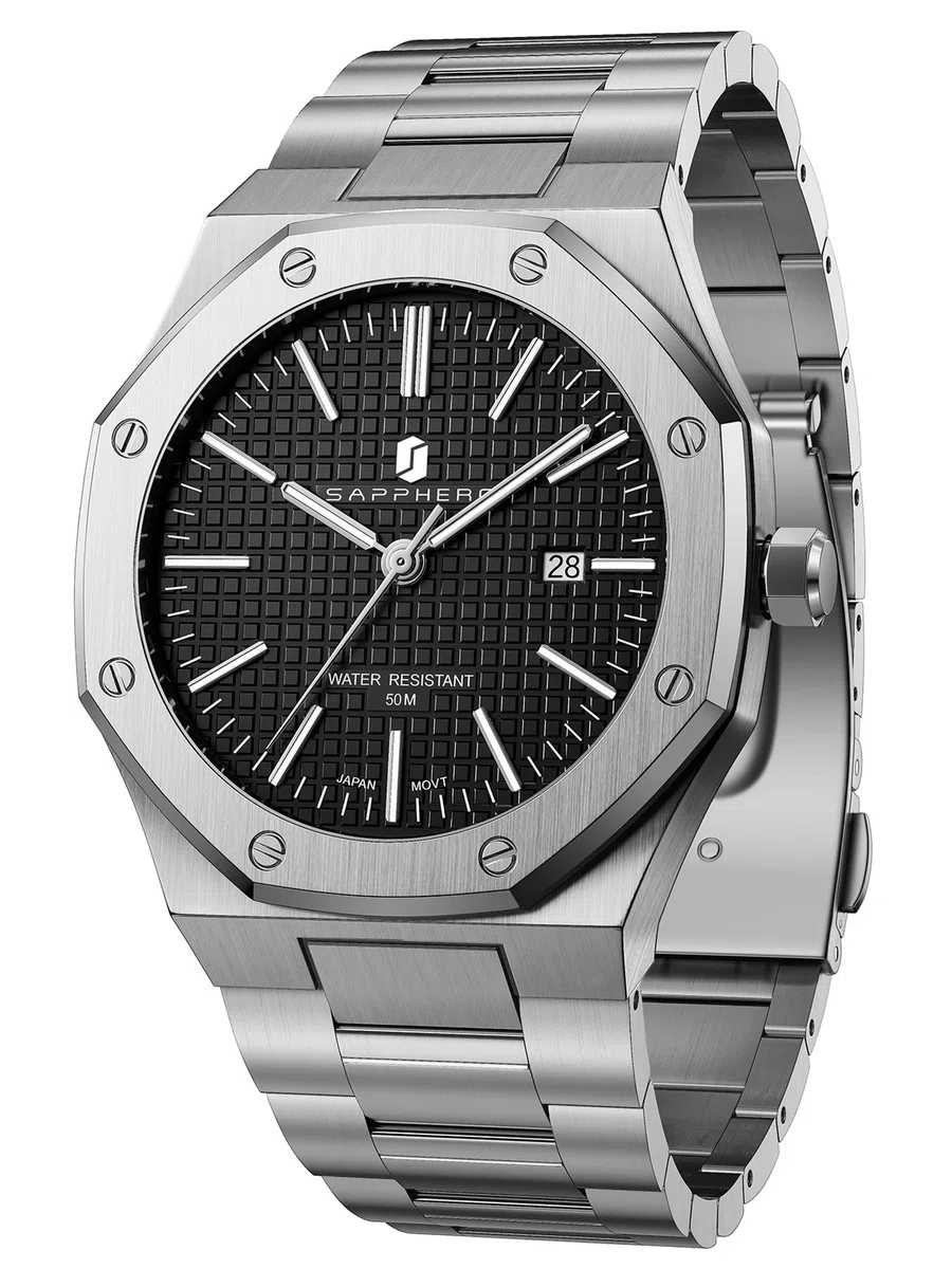 SAPPHERO Orologi da uomo Orologio da uomo in acciaio inossidabile al quarzo impermeabile con datario orologio da polso elegante e professionale regalo per oro