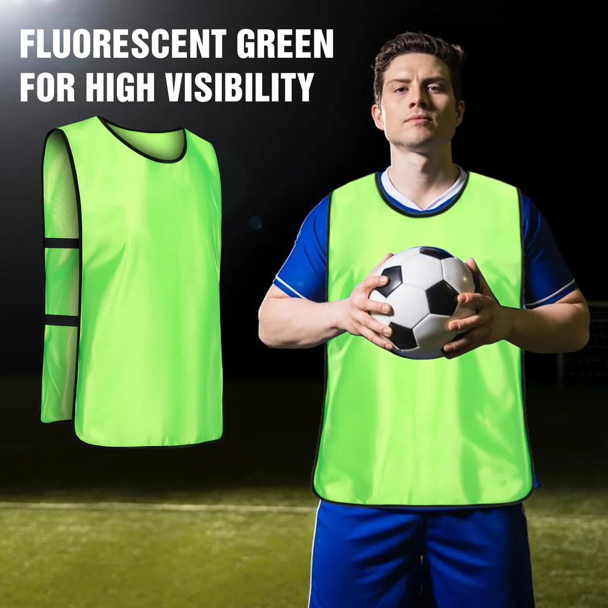12 gilet da allenamento per calcio, per bambini e adulti, per allenamento di squadra, per uomini, donne, giovani, principianti, accessori per allenamento di calcio, 47 x 70 cm, verde, 47 x 70 cm