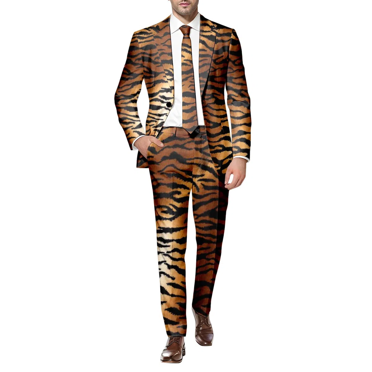 Vestito Suit Abito da Uomo Slim Fit Comodo Blazer di Affari Abito Stampa Leopardo Latte Zebra per Uomo for Bar Blazer Smoking