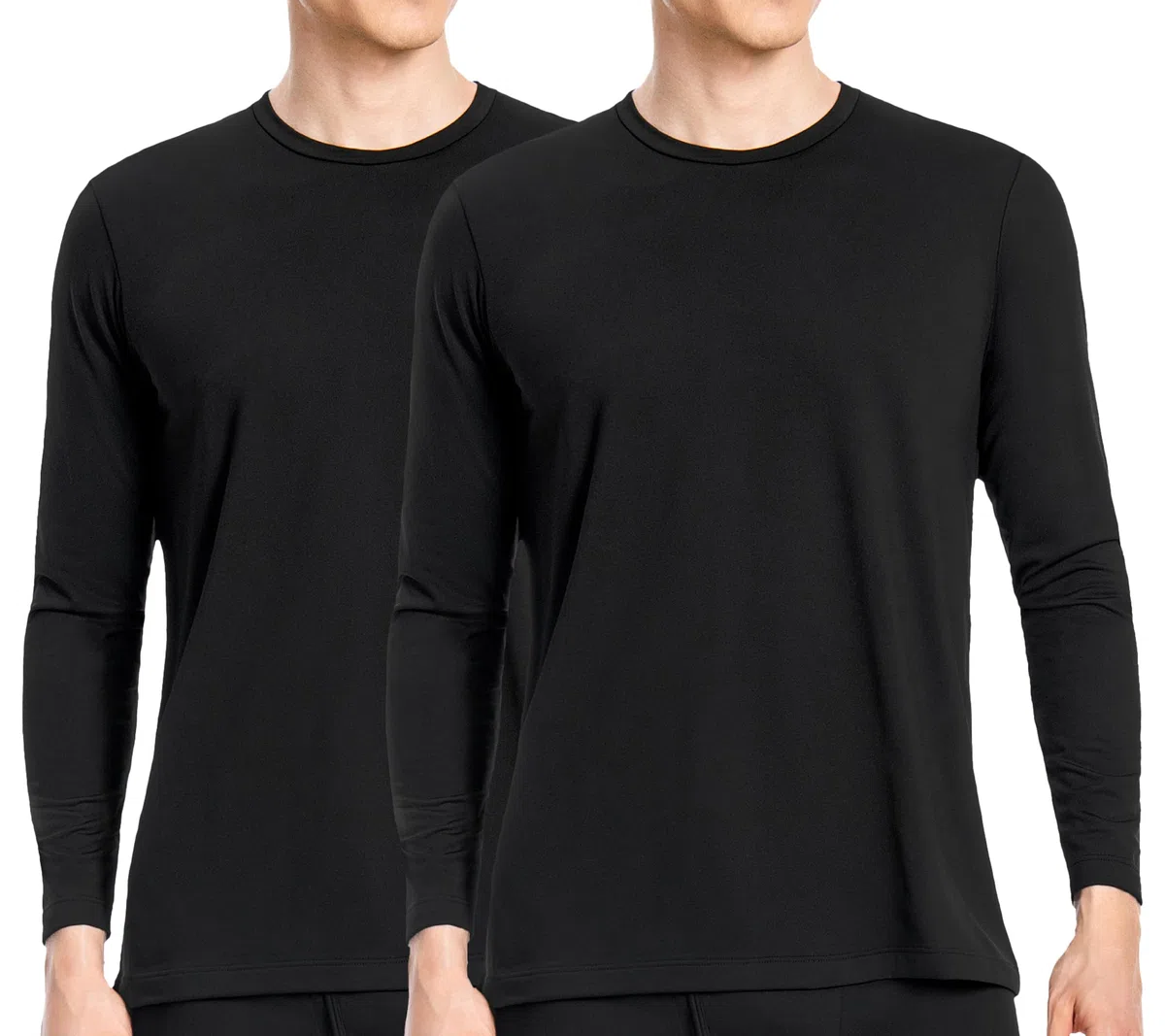 Nutria Maglia Termica Uomo Manica Lunga Pacco da 2, Maglie Termiche con Interno in Pile Girocollo, Biancheria Intima Termica Camicie Foderate in Pile per l'inverno Leggera Sci Corsa Ciclismo U07A