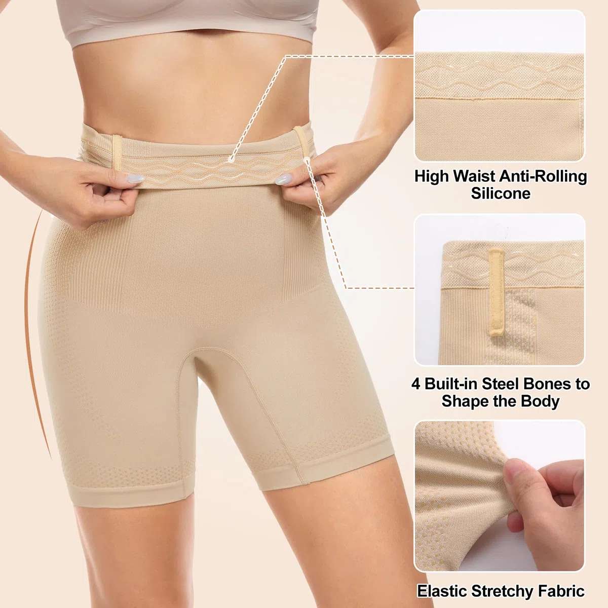 Guaina Contenitiva Donna Vita Alta Elasticizzata Senza Cuciture Modellante Pancia Piatta Mutande Contenitive Donna con Antiscivolo Shapewear Post Parto