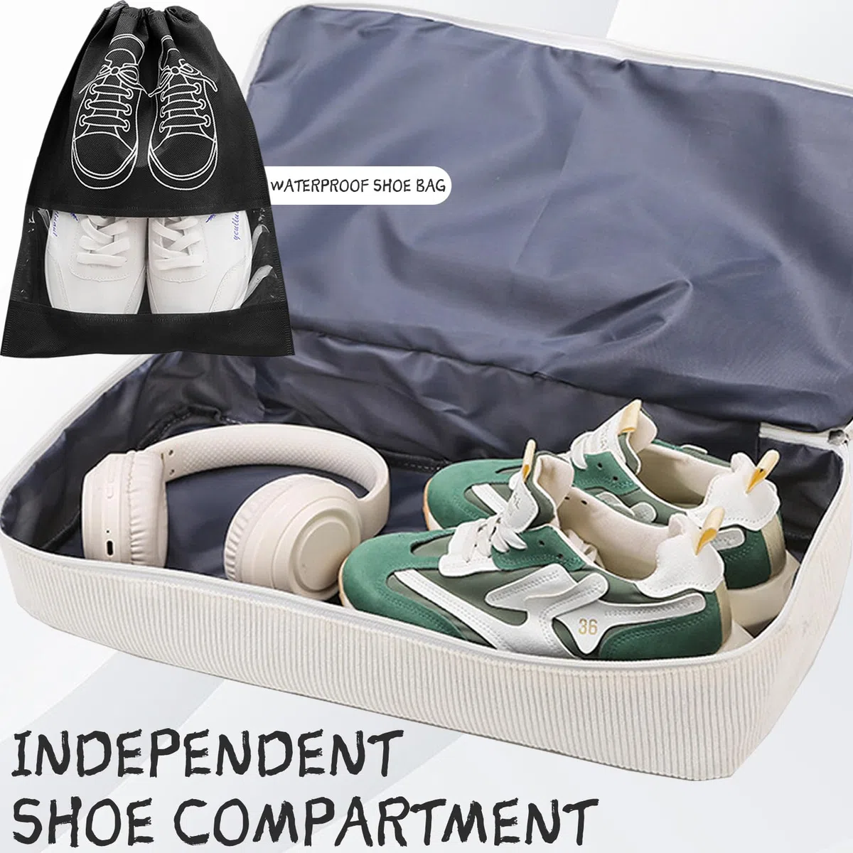 YOUYIKE Borsone da Viaggio Donna Borsa 40x30x20 con 2 Pezzi Borse per Scarpe Scomparto Scarpe Viaggio Pieghevole Separazione a Secco e a Umido Borsa Piscina Palestra Weekend Aereo Bagaglio Sportiva | borsa da viaggio 40l