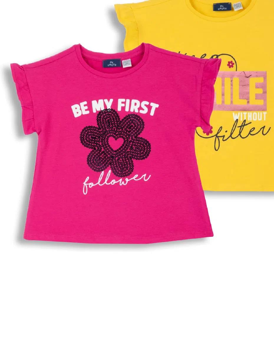 Chicco, T-Shirt Bambina, Set di 3 Magliette a Maniche Corte, in 100% Cotone, Ottimi per la Primavera e L'Estate, Abbigliamento Bambine e Ragazze