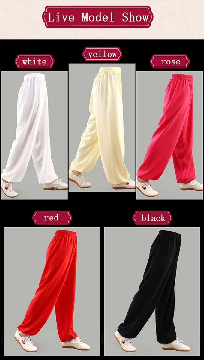 Generico Pantaloni Tai Chi Confortevole Traspirante Tai Chi Abbigliamento Unisex Pantaloni per Kung Fu e Arti Marziali Abbigliamento Quotidiano per Yoga e Pilates