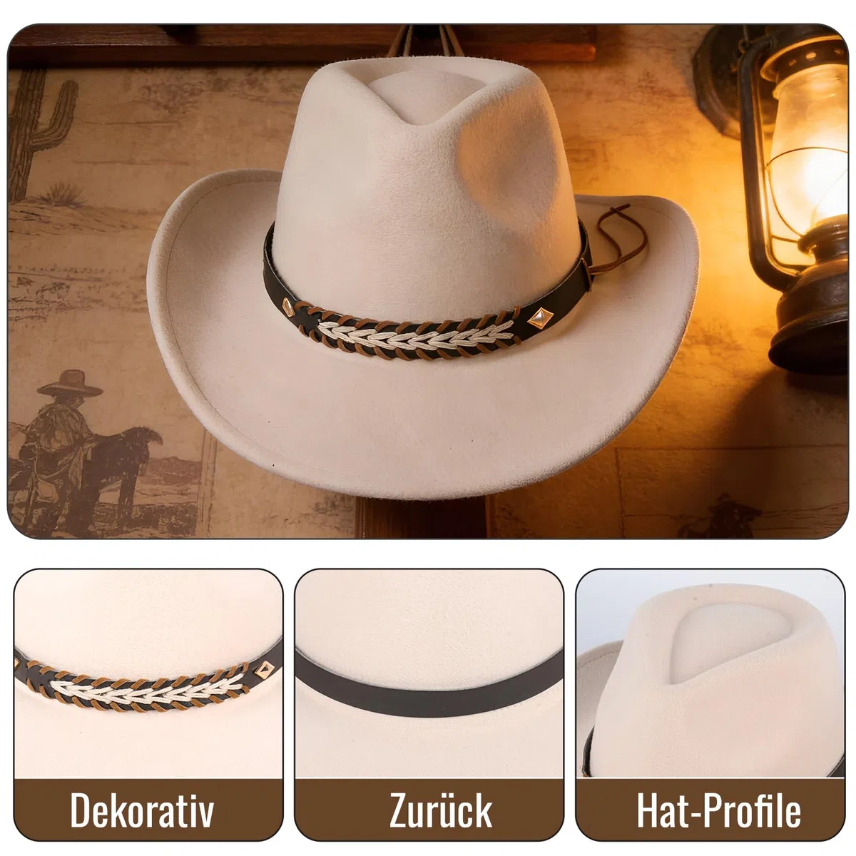 Classico cappello da cowboy, universale, da cowboy occidentale, per uomini e donne, adatto per campeggio, giardinaggio, vacanza, morbido ed elegante cappello da cowboy