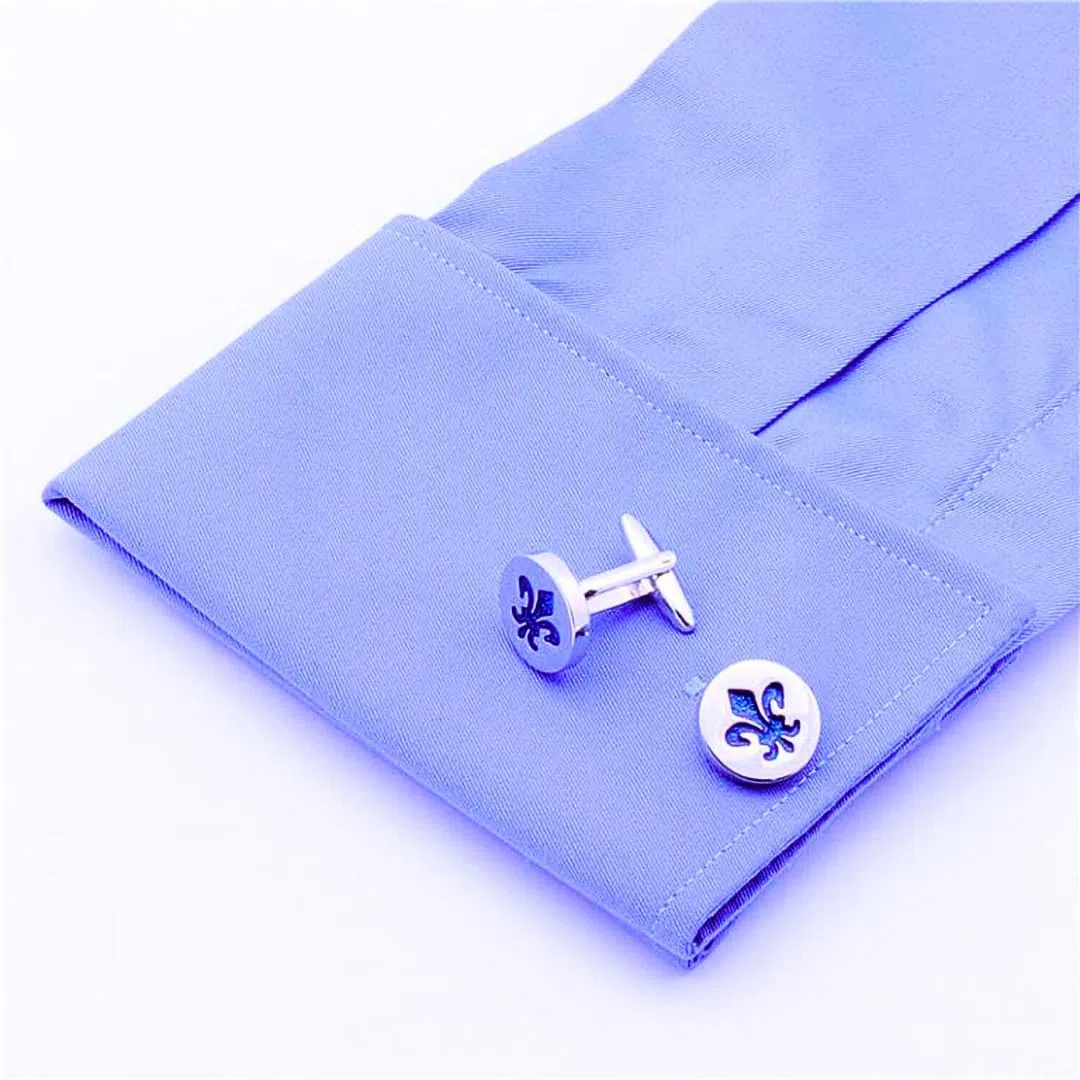 Coppia di gemelli con fiori di giglio blu re | Regalo per uomo moderno | Gioielli da uomo matrimonio feste e compleanni, Small, Rame, Pirite