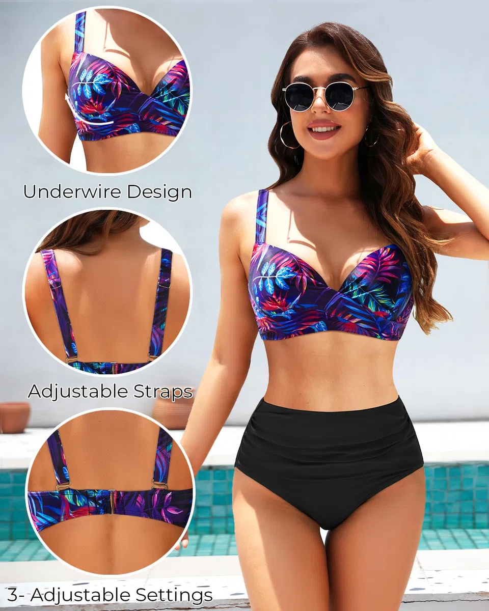 Top bikini da donna con ferretto, push up, reggiseno imbottito, top da bagno 2025