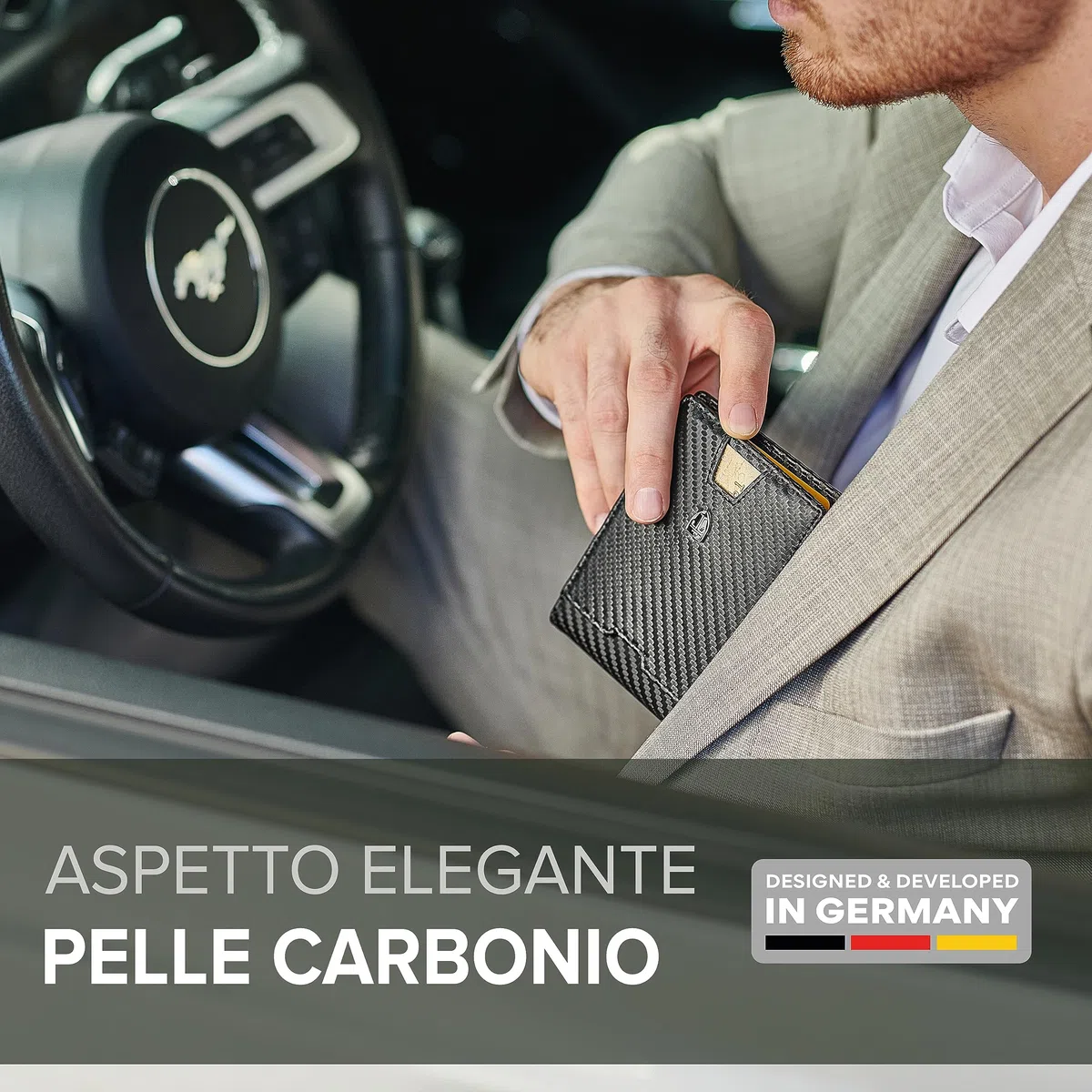 TRAVANDO ® Portafoglio Uomo con Clip per Contanti LONDON - 8 Tasche per la Carte - Porta carte di credito - Protezione RFID - Regalo perfetto per gli Uomini - Confezione Regalo