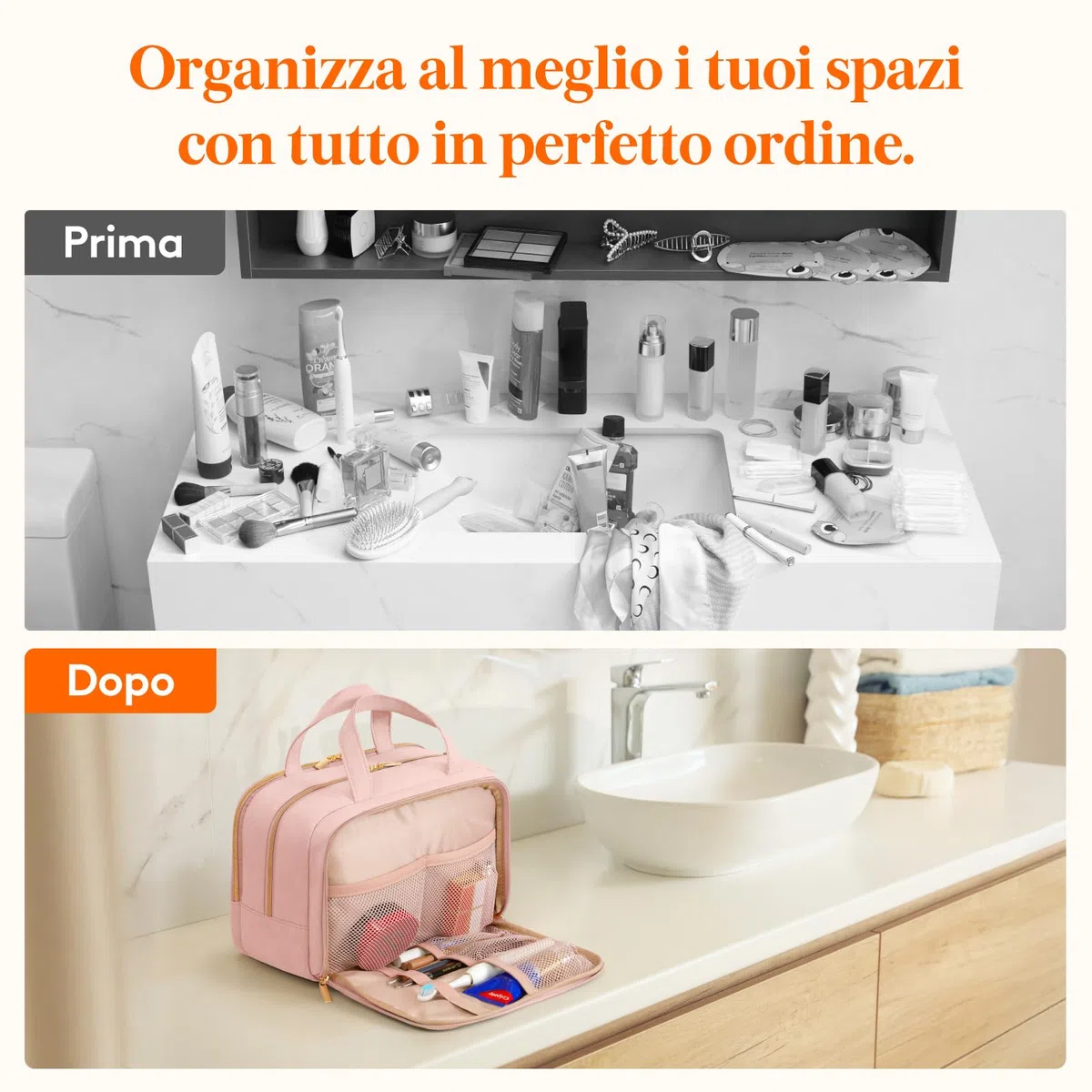 Lifewit Beauty Case da Viaggio da Donna, Beauty da Viaggio, Beauty Case Donna Uomo, Borsa da Toilette, Morbido Pochette Grande con Manico, Porta Trucchi, Regalo per Donna, L, Rosa