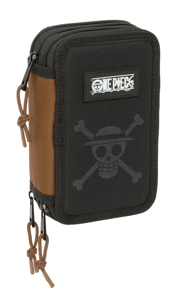 ONE PIECE - Astuccio scuola con 37 utili inclusi, astuccio per bambini, ideale per bambini dai 5 ai 14 anni, comodo e versatile, qualità e resistenza, 12,5 x 5,5 x 19,5 cm