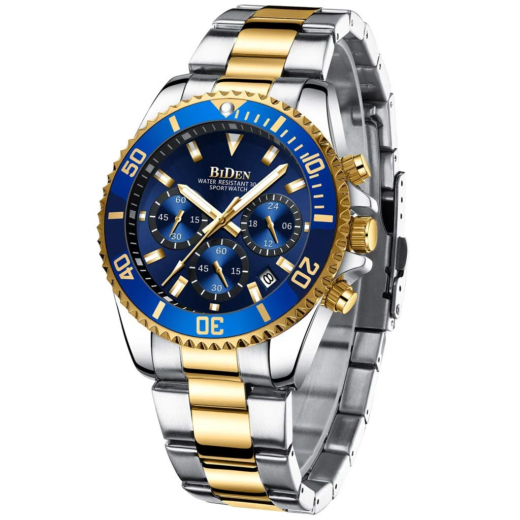 HANPOSH Orologio Uomo Orologio Militare Acciaio Cronografo Impermeabile Luminosi Design Orologi Quadrante Grande da Polso Elegante Sportivo Analogici Data