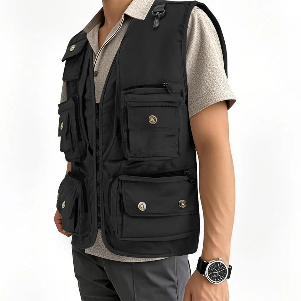 Uomo Gilet da Pesca Multitasche Giubbino da Lavoro Smanicato Traspirante Outdoor Vest JRC Safari Giacche Gilet MJ15