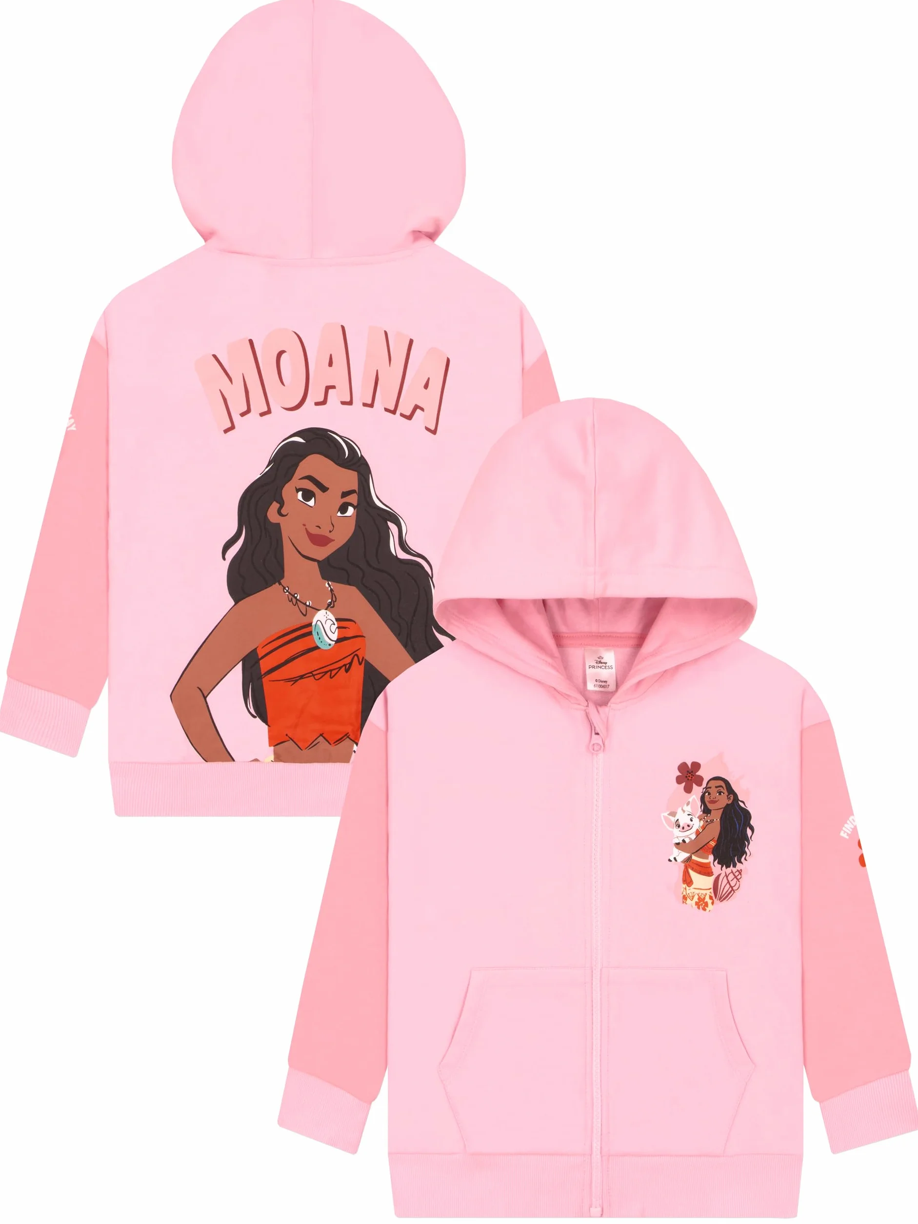 Disney Felpa Ragazza Oceania, Abbigliamento Ragazza con Cerniera, Felpa Zip Moana, Abbigliamento Bambina Cotone