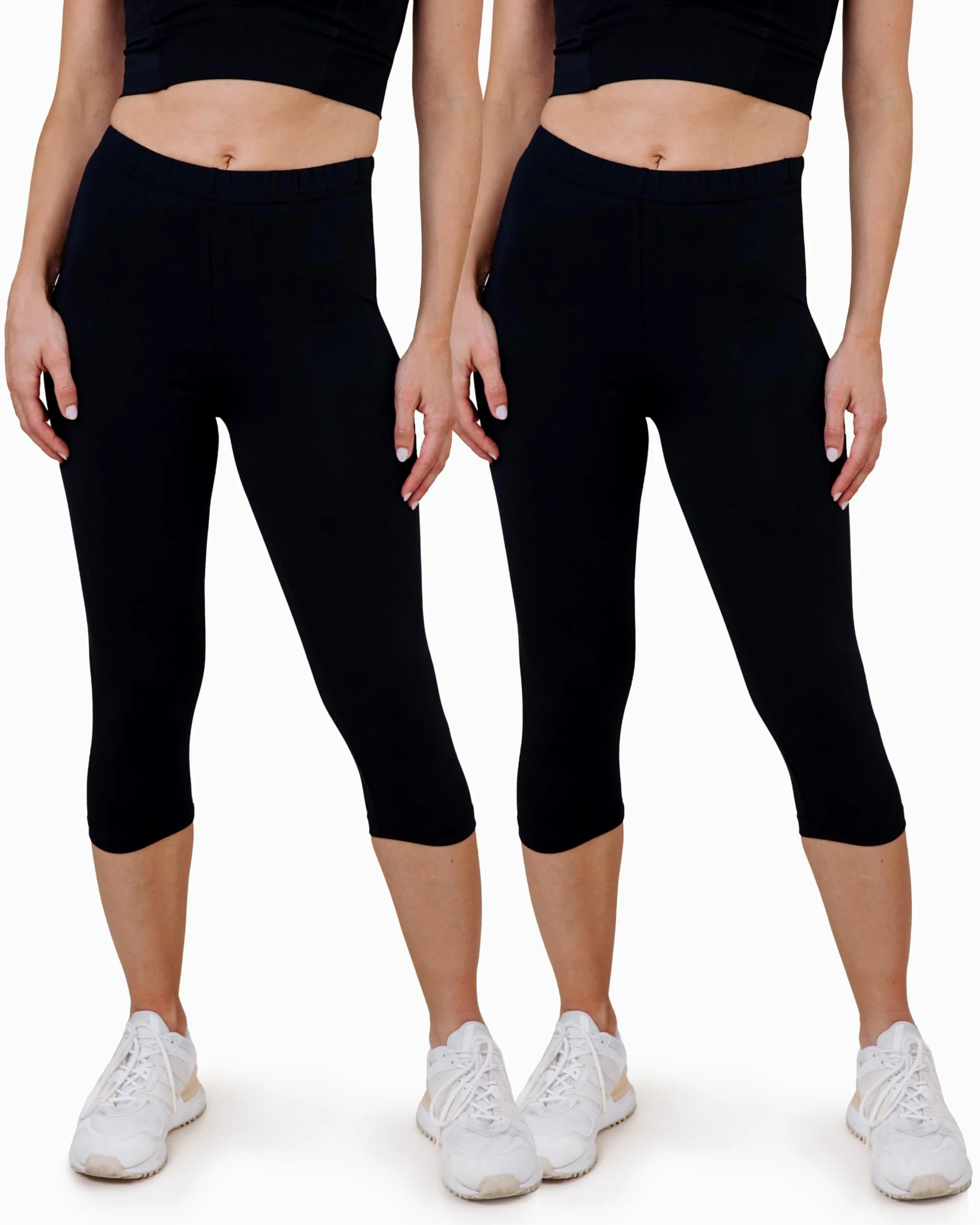 SES Capri 3/4 - Leggings da donna, in cotone, 2 pz, colore: nero Nero