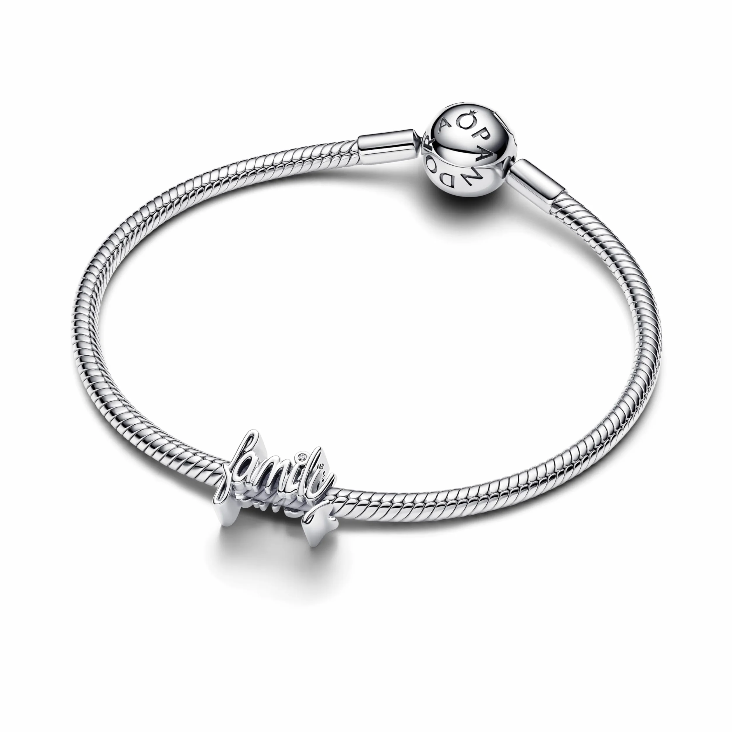 PANDORA Moments Charm Manoscritto della Famiglia in Argento Sterling con Zirconia, Compatibile con Moments, 794250C01