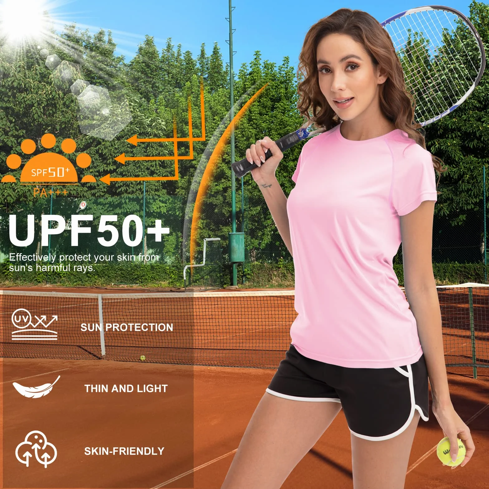 MEETWEE Camicie da Donna T-Shirt a Maniche Corte Atletico Casual Top Quick Dry UPF 50+ Corsa Nuoto Surf Allenamento Yoga Sun Tee Shirt
