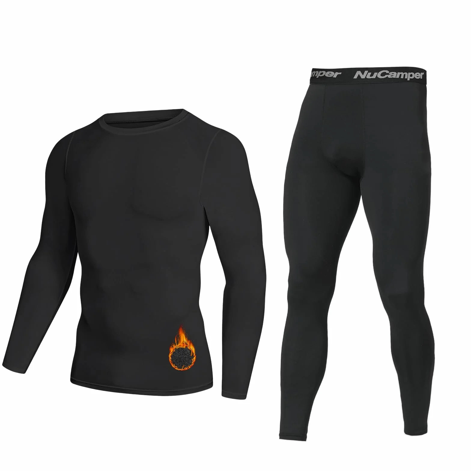 NuCamper Intimo Termico Uomo Set, Biancheria Intima Termica Uomo Funzionale Invernale Manica Lunga Maglia Termica e Pantaloni Base Layer Asciugatura Rapida per Sci Sport Ciclismo Calcio Corsa Running