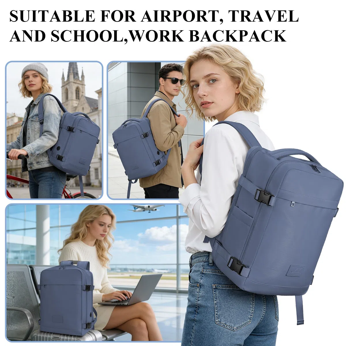 Zaino Ryanair 40x30x20, 24L Zaino da Viaggio Aereo Bagaglio a Mano Borsa da Cabina per Donna Uomo, Borse Valigia Zaini Casual per Wizz Air EasyJet