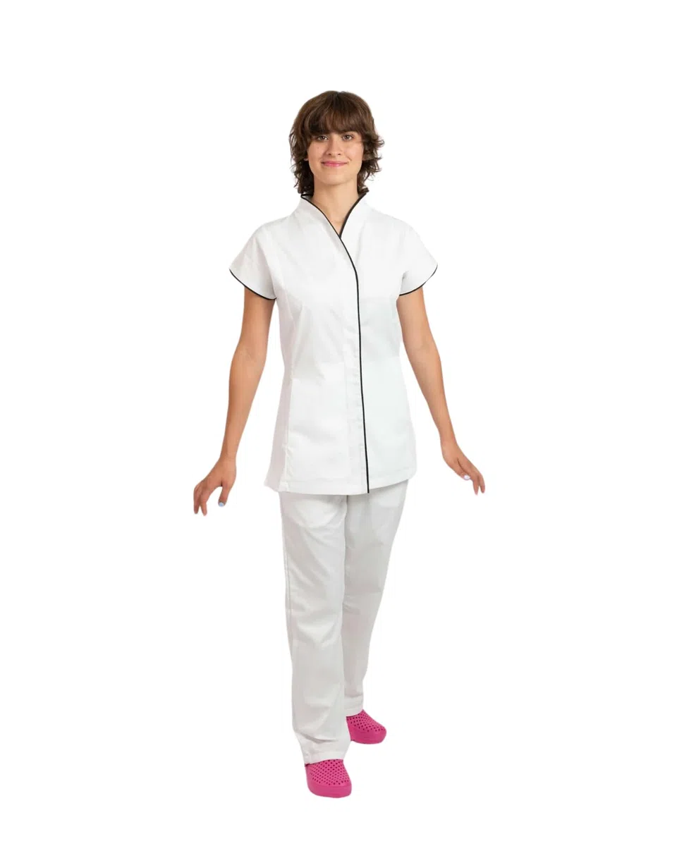 Casacca da Donna - Divisa per Estetiste - Centri Estetici - Parrucchieri - Manica Corta - Scollo a V - Bottoni a Scomparsa - Disponibile in più Colori