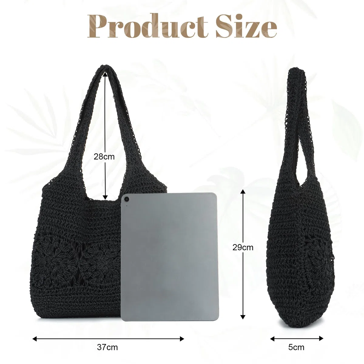 EVEOUT Borsa Tote Rafia Donna Estate Bohémien Chic Grande Leggero Borse a Spalla Paglia Intrecciata per Spiaggia Vacanze