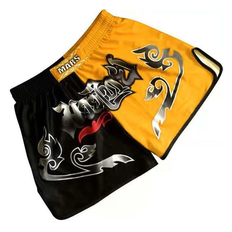HEARTTOUCH Pantaloncini da uomo Premium Muay Thai Fight – Pantaloncini tailandesi da boxe, pantaloni corti tailandesi, pantaloni da allenamento per kickboxing, taglie S-4XL