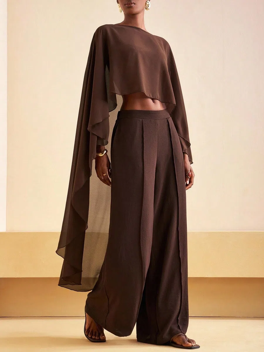 Aonoapll Mantello lungo da donna in chiffon, poncho, scialle in rete velata, scialle e involucri per abito da sera per matrimonio