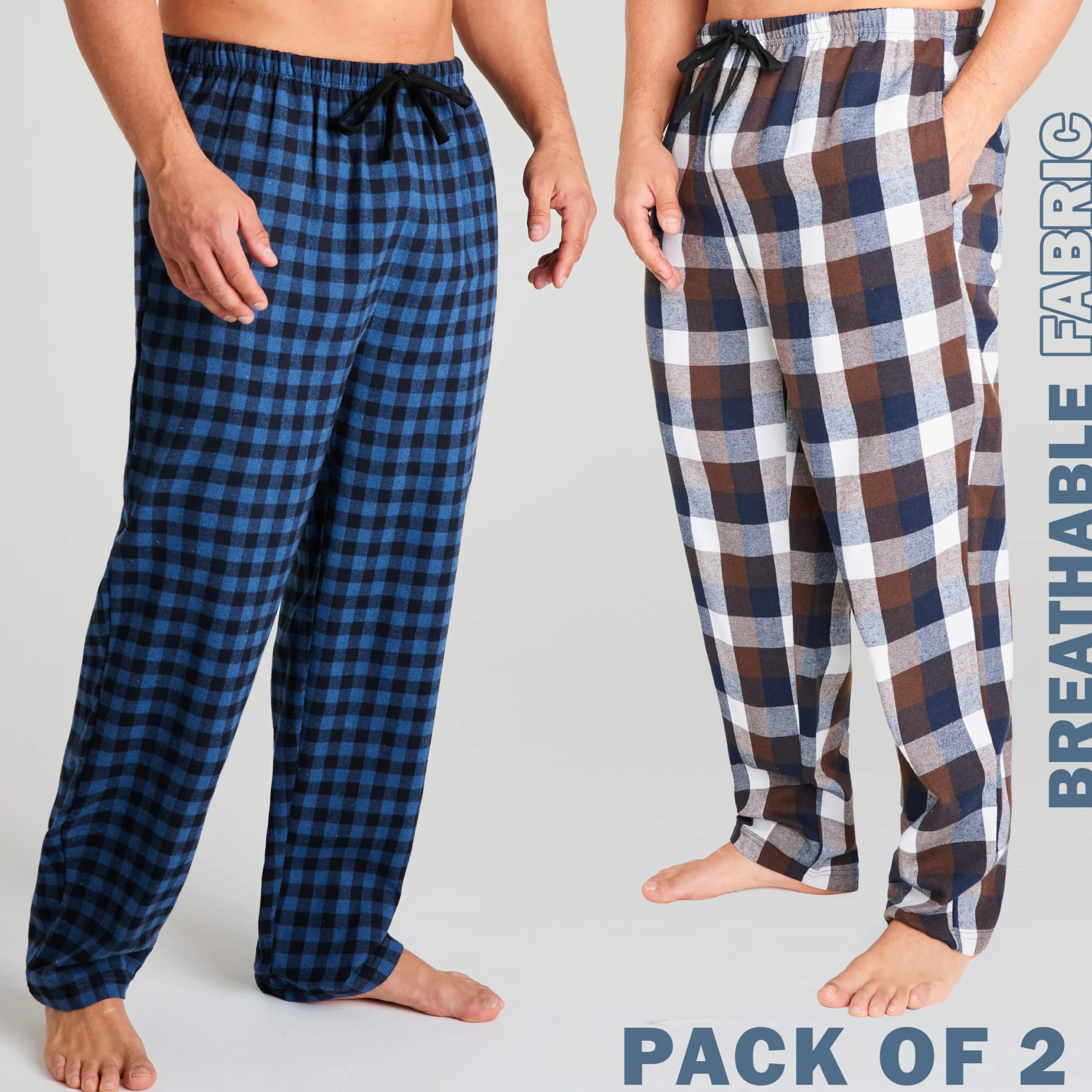 Get Trend Pantaloni Pigiama Uomo e Adolescenti M-3XL, Pacco da 2 Caldo e Traspirante Pantalone con Tasche Regali per Lui