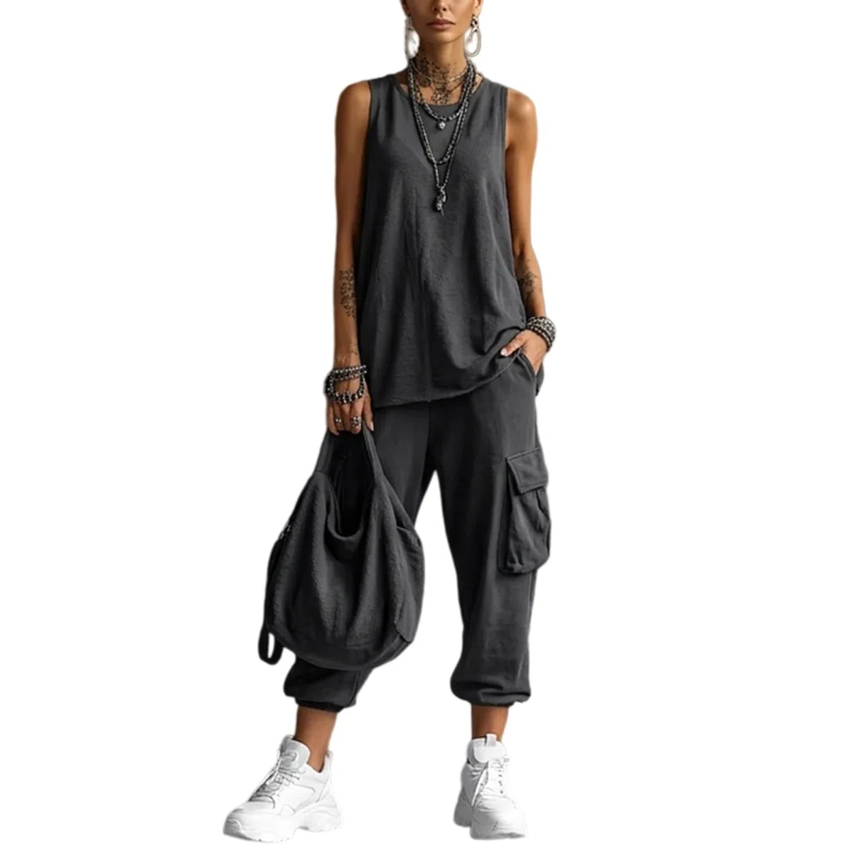 Generico Tuta Donna Casual Elegante 2 Pezzi Top a Maniche Corta e Pantaloni a Gamba Larga Slim Fit Tuta Sportiva Completa Due Pezzi Casual Ginnastica Estiva Tuta Donna Sportiva