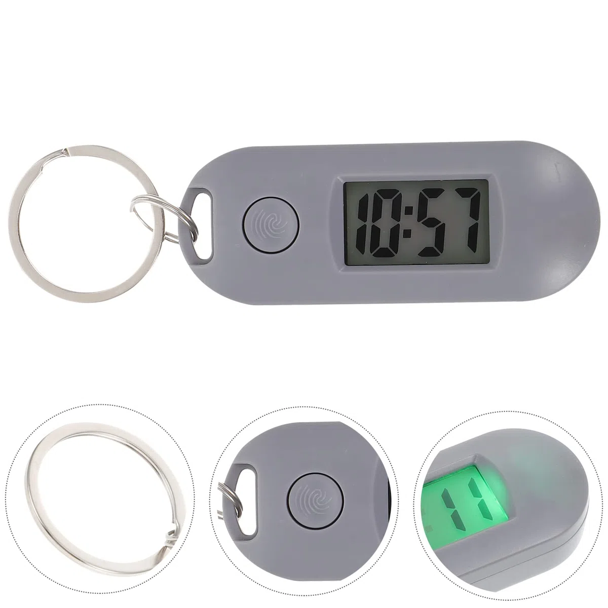 Gatuida Portachiavi orologio da tasca clip: orologio elettronico digitale LED luminoso zaino orologio portachiavi per bambini infermiere studenti test casa ufficio uso esterno