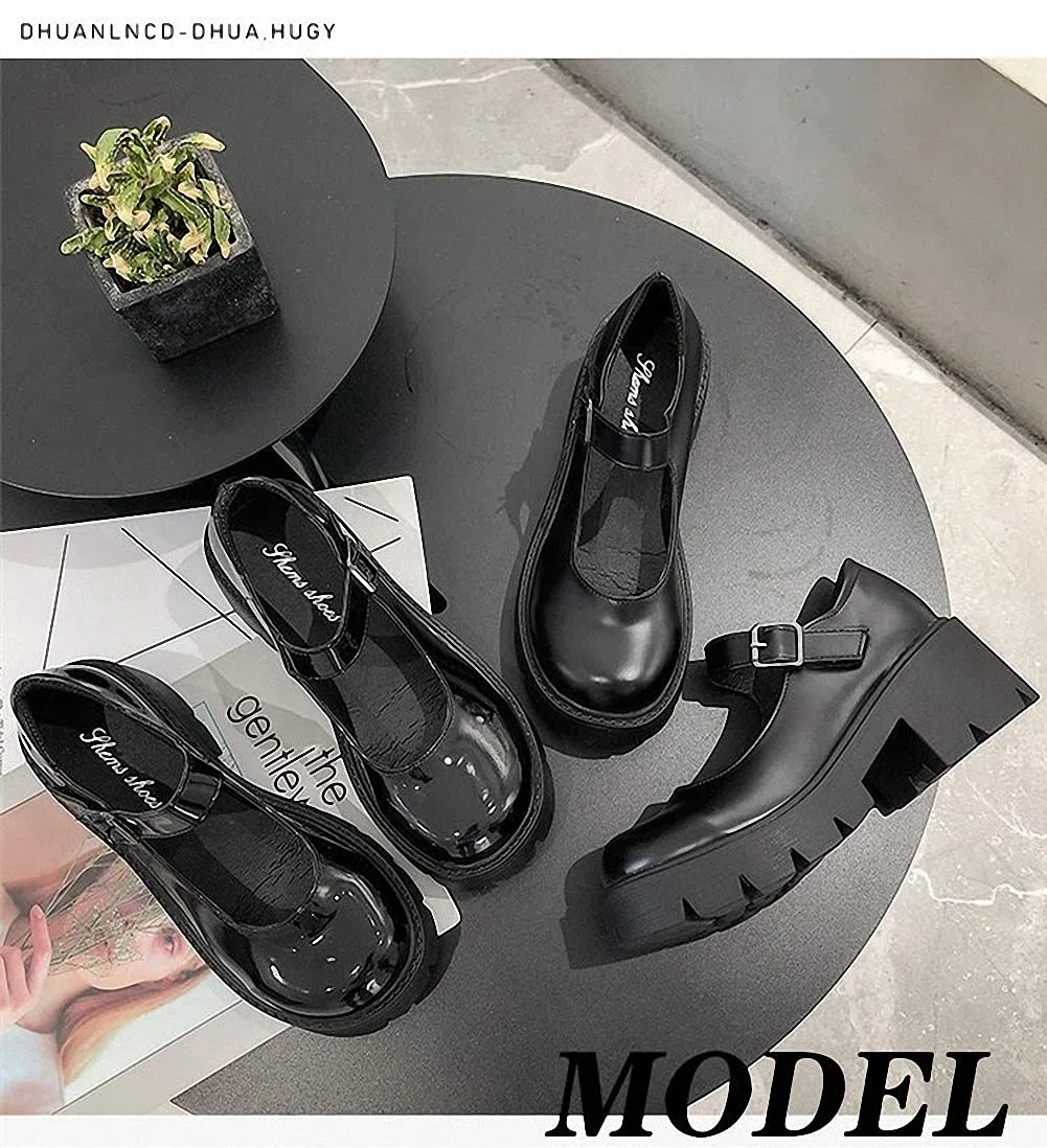 Piattaforma da Donna Mary Janes Scarpe Sweet Toe Caviglia Lolita Piattaforma Gotica Scarpe con décolleté Scarpe con Plateau Grosse Scarpe Eleganti in Pelle Verniciata