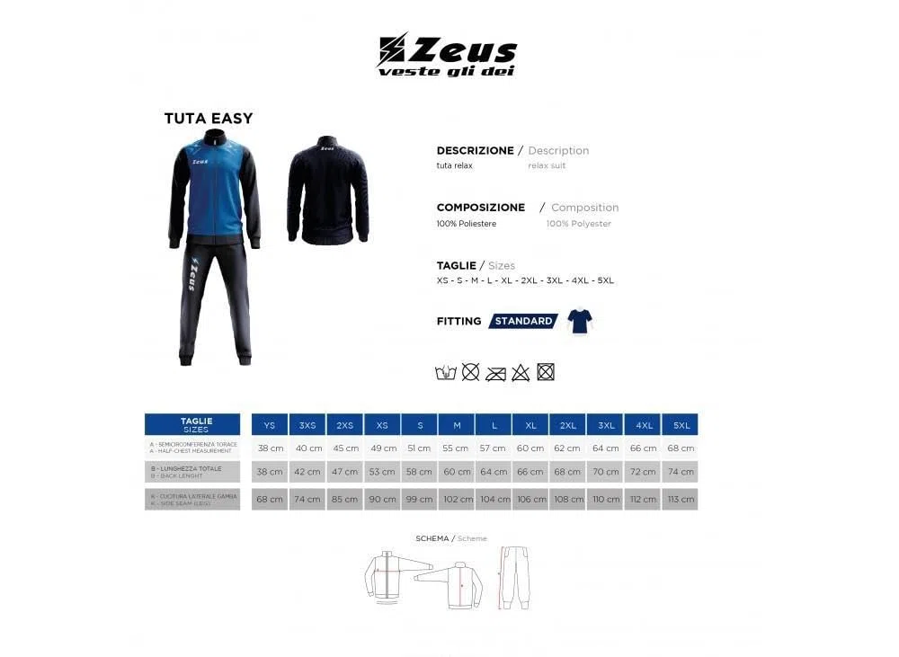 Zeus Tuta Uomo Adulto Rosso XL