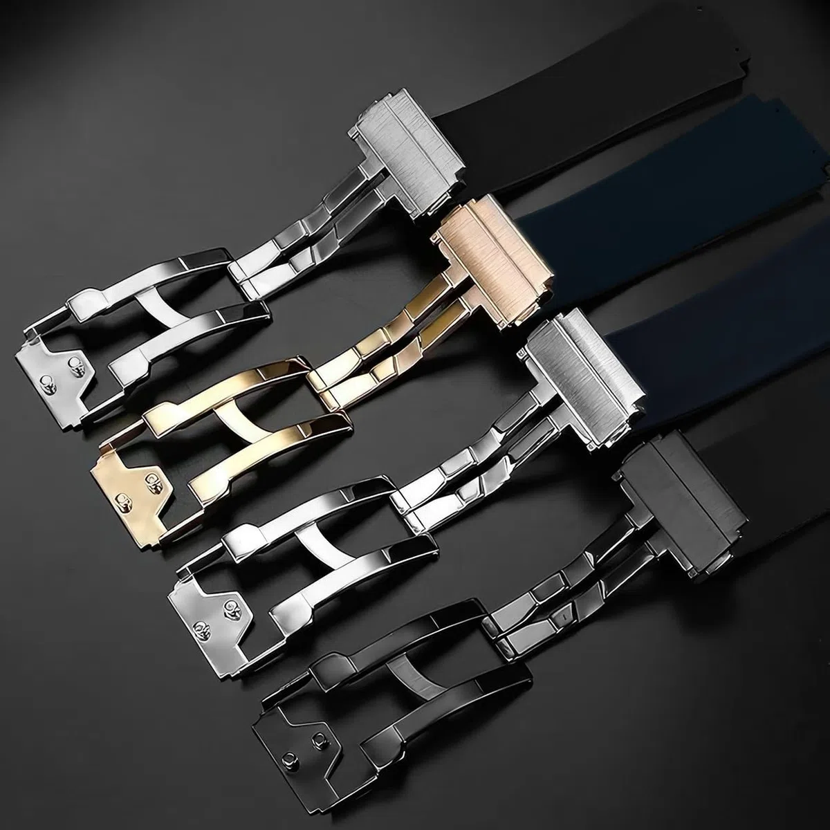 Orologio Band Sostituzione per Hublot Big Bang Luna Rossa Cinturino in gomma Cinturino orologio 25 * 19MM(blu & argento)