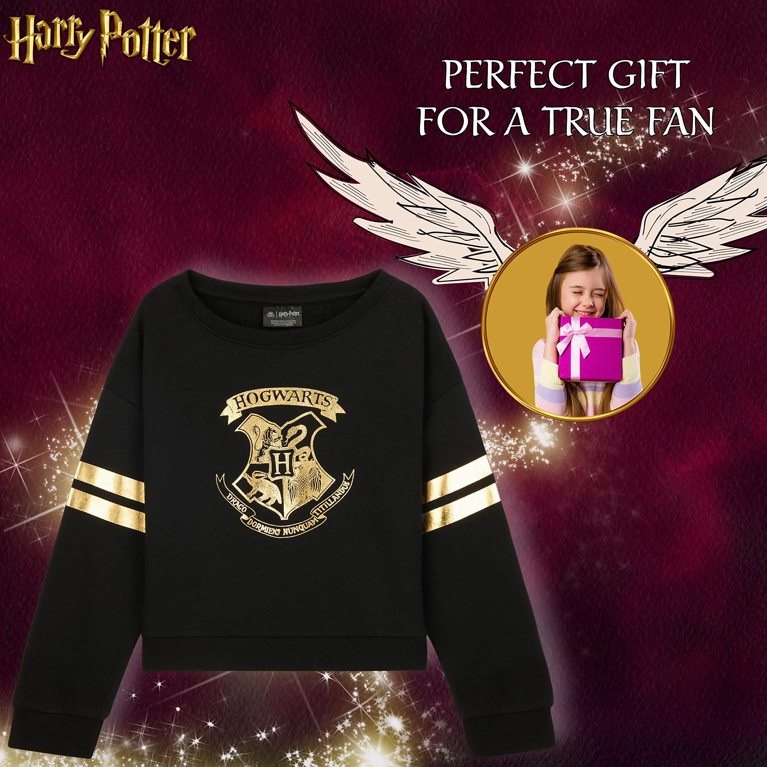 Harry Potter Felpa Bambina, Morbido e Accogliente Hogwarts Girocollo Felpe