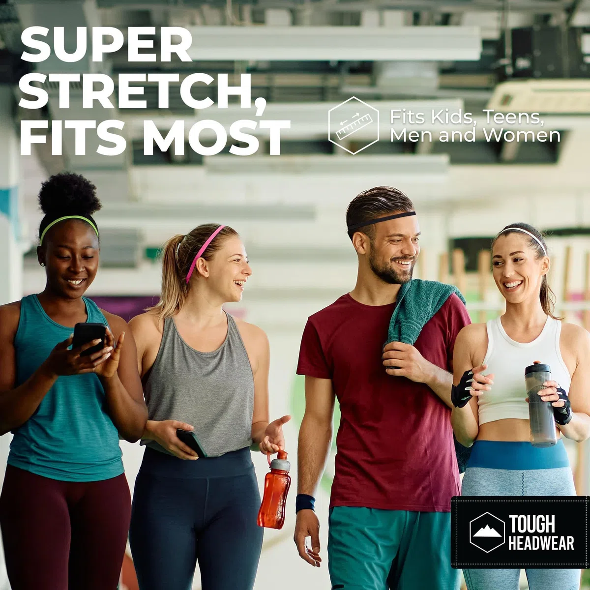 Tough Headwear Fascia Capelli Uomo Donna - Fasce Capelli Sport - Set di 6 Fascette Sportive Elastiche - Sottili Assorbenti e Antiscivolo - Fasce Running Workout e Allenamento in Palestra