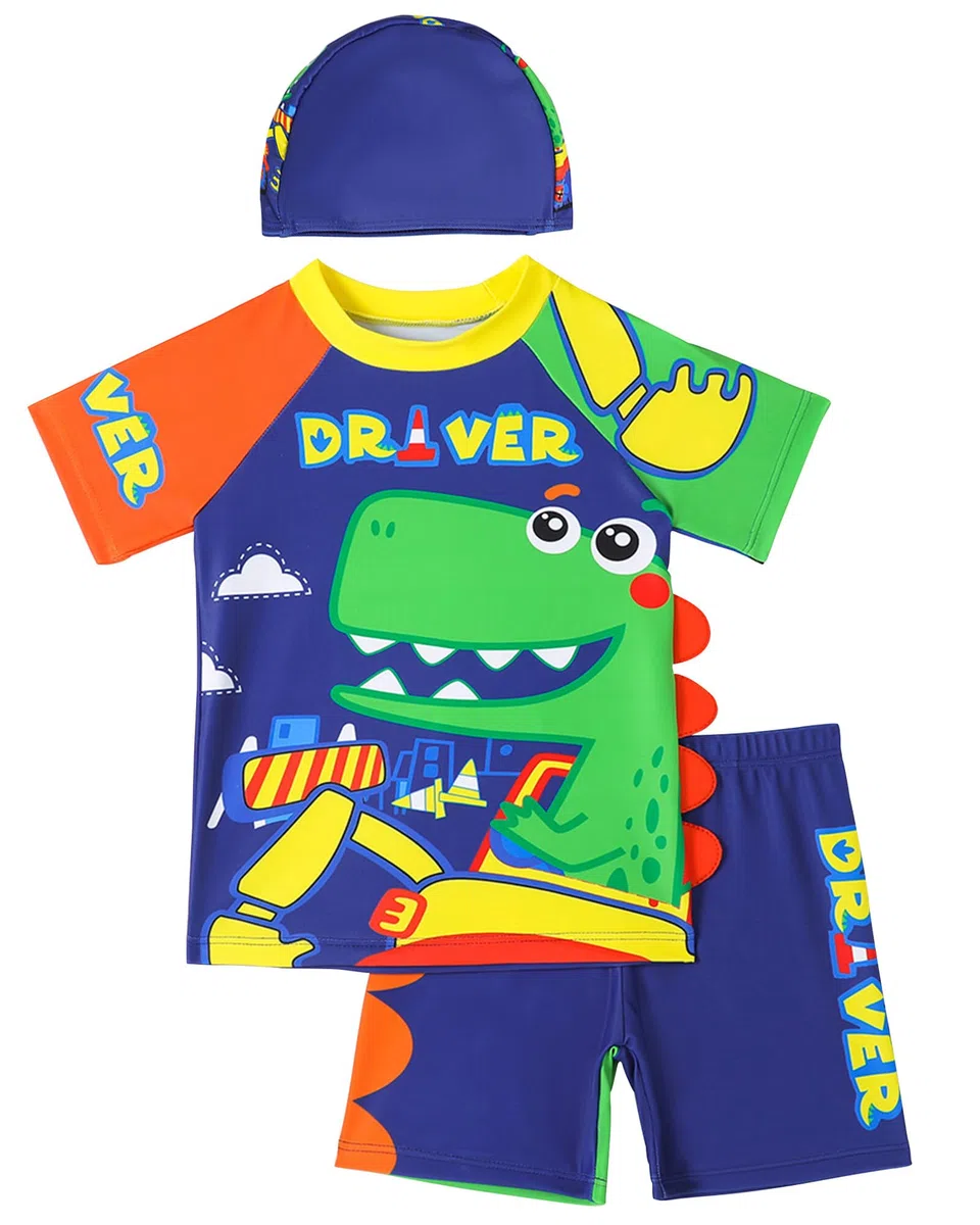 SEAUR Costume da bagno 2 pezzi da ragazzo 3-8 anni anti UV, set da spiaggia da surf per bambini e ragazzi, top + pantaloncini da bagno per piscina, nuoto UPF 50+