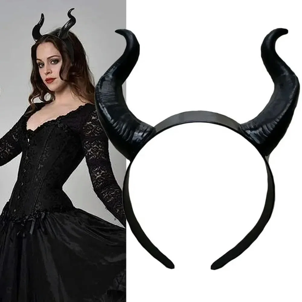SYJYM - Copricapo per travestimento da Antilope e Diavolo, per travestimento di Natale, Halloween, con corna da strega, regina nera, corna da demone, copricapo