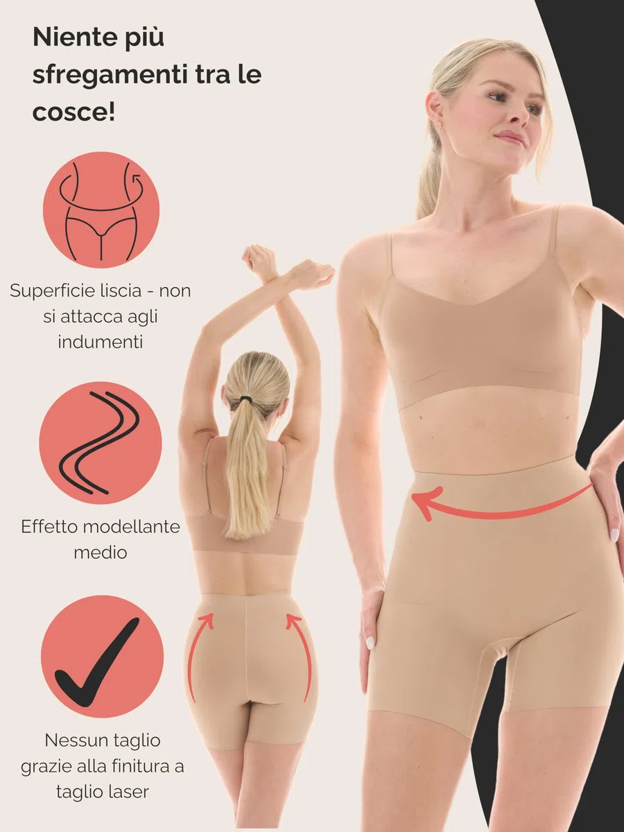 TONEST Shapewear - Intimo Snellente - Pantaloncini Modellanti - Vita Media - Pancia Piatta Mutande - Guaina Contenitiva - Senza Cuciture - 1300-MS-FC