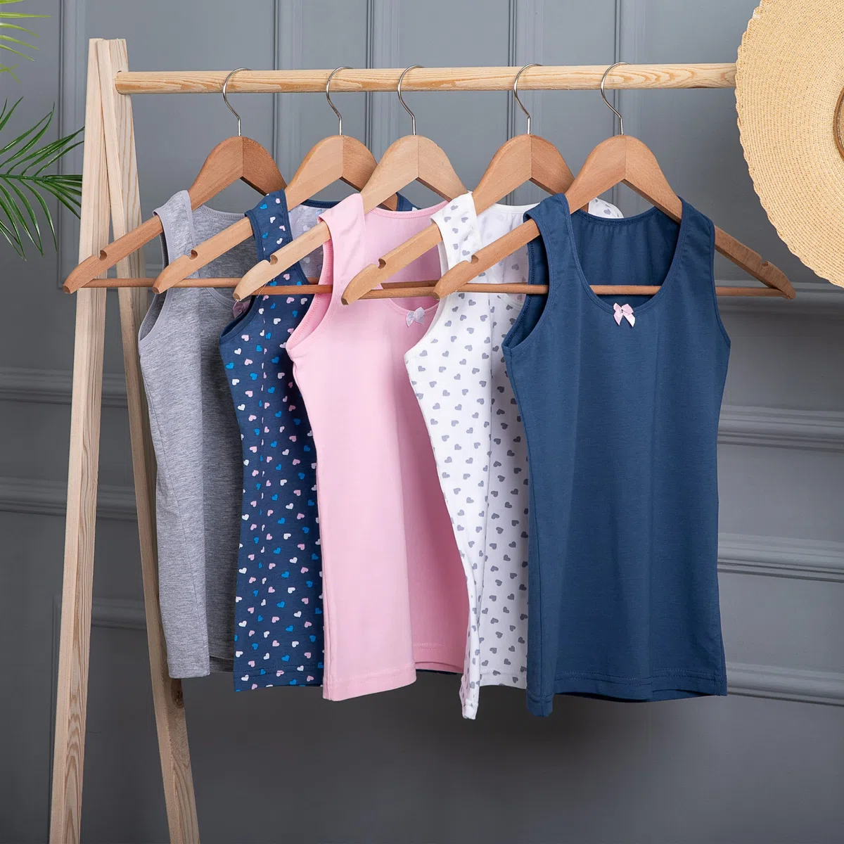 LOREZA ® 5 Cannottiera da Bambina in Cotone Canotta Intima Vari Disegni Intimo 2-15 Anni