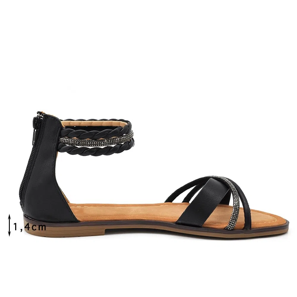 IF Fashion Scarpe Sandali Bassi Estivi da Donna Con Fasce Cinturino Strass Brillantini 6W9110 nero oro bianco