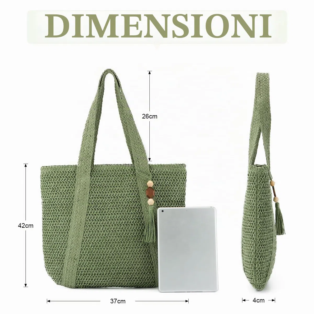 EVEOUT Borse Tote in Rafia per Donna Bohémien Borsa paglia grandi Estive Borse a spalla per spiaggia vacanze viaggio
