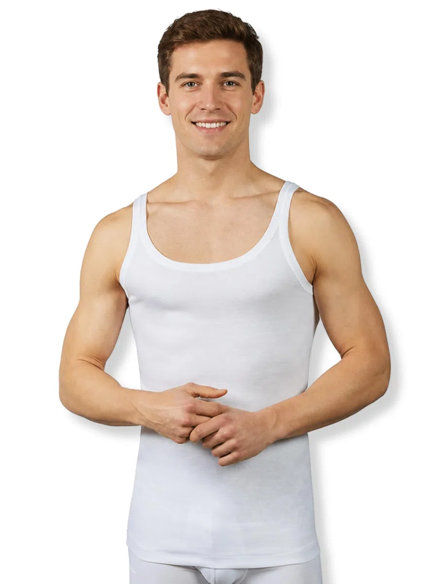 VP PINUCCIO VENEGONI Set 3 Canottiera Intima Uomo Spalla Stretta Cotone Mercerizzato 100% Canottiere Vogatore Intimo Canotta Spallina Canottiera Bianca