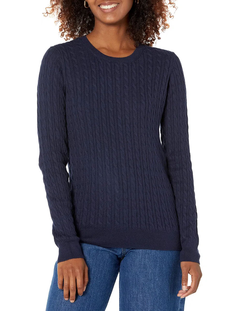 Amazon Essentials Maglione A Girocollo A Coste Leggero A Manica Lunga (Disponibile in Taglie Forti) Donna