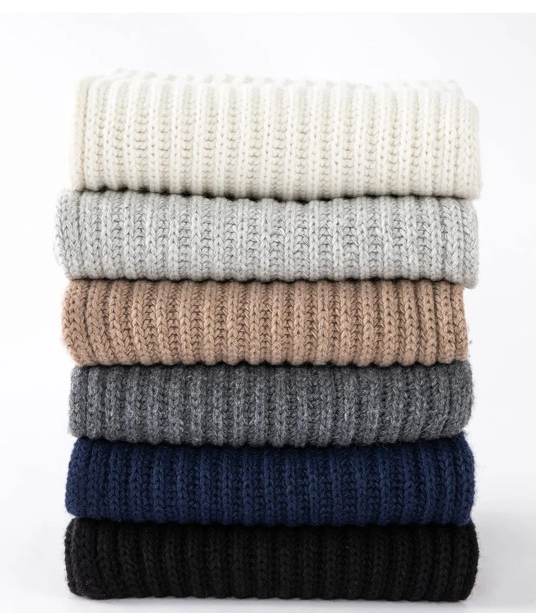 2PCS Set di Sciarpe Beanie in Maglia di Lana Merino per Uomo e Donna, Sciarpe Lunghe Invernali Morbide e Calde con Cappello Beanie di Lana