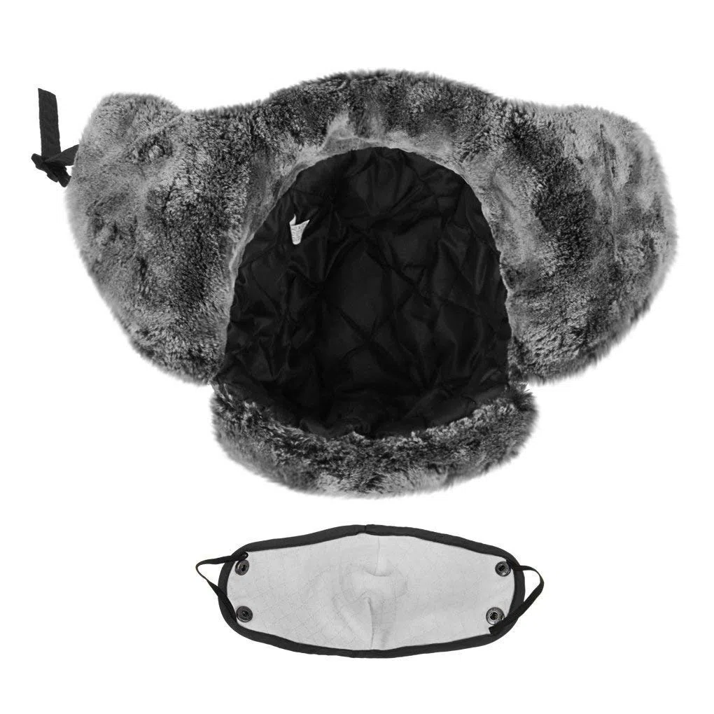 Cappello Invernale Unisex per Bambini dai 5 ai 15 Anni, Foderato in Pelliccia Termica con Aletta per Le Orecchie, Antivento, Copertura per la Bocca, Neve, Sci, Snowboard, Bomber, Bambino, Nero