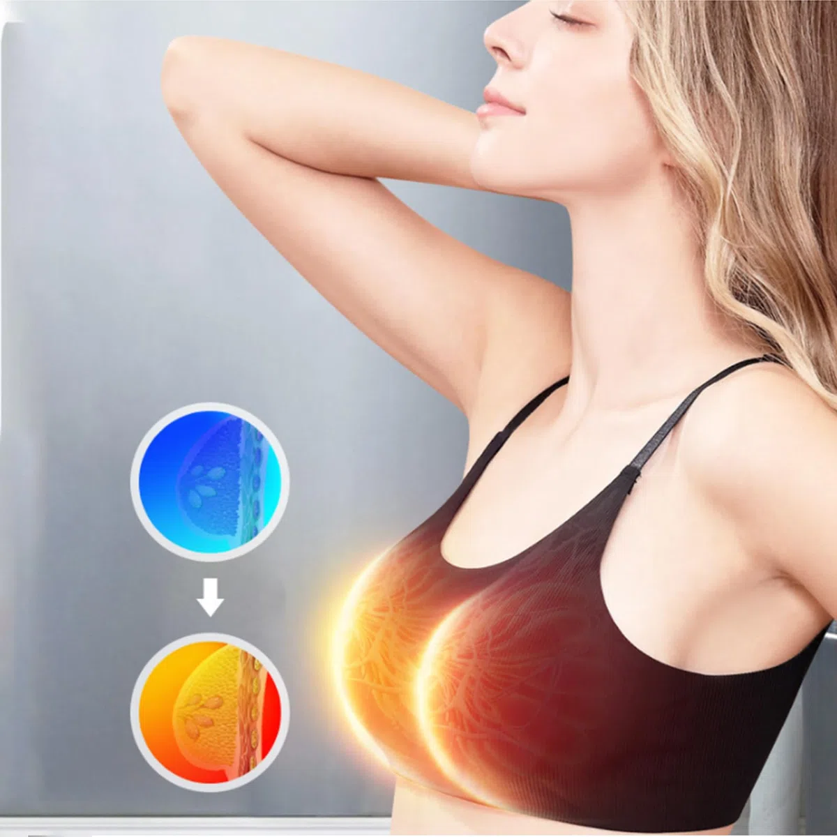 Massaggiatore Seno,Reggiseno Massaggiatore Rassodante Seno | Dispositivo Indossabile Riutilizzabile con 3 Modalità per Donne in Gravidanza, Post Parto e Allattamento