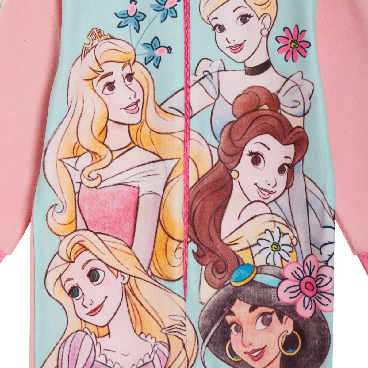 Disney Princess Tutina Blu per Ragazze delle | Abbigliamento da casa in Pile Tutto in Uno | Cenerentola Biancaneve Gelsomino Sirenetta Tiana | Pigiama per Bambini | Merce Regalo Accogliente