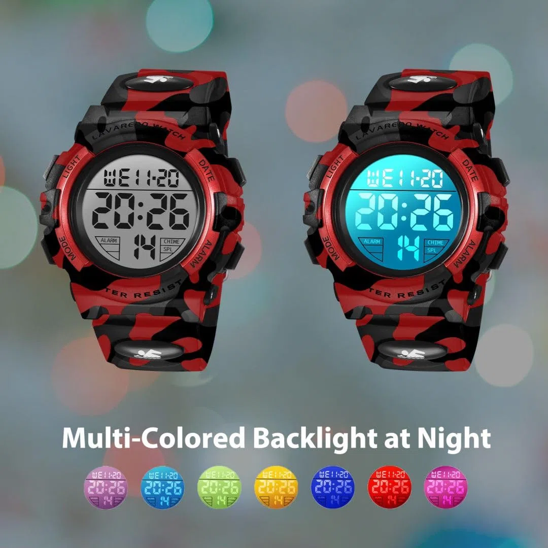 aswan watch Orologio Digitale Bambina Bambino con Sveglia, Cronometro, Data, Luce LED-Orologio da polso Ragazza Ragazzo con Cinturino in Silicone-S/M