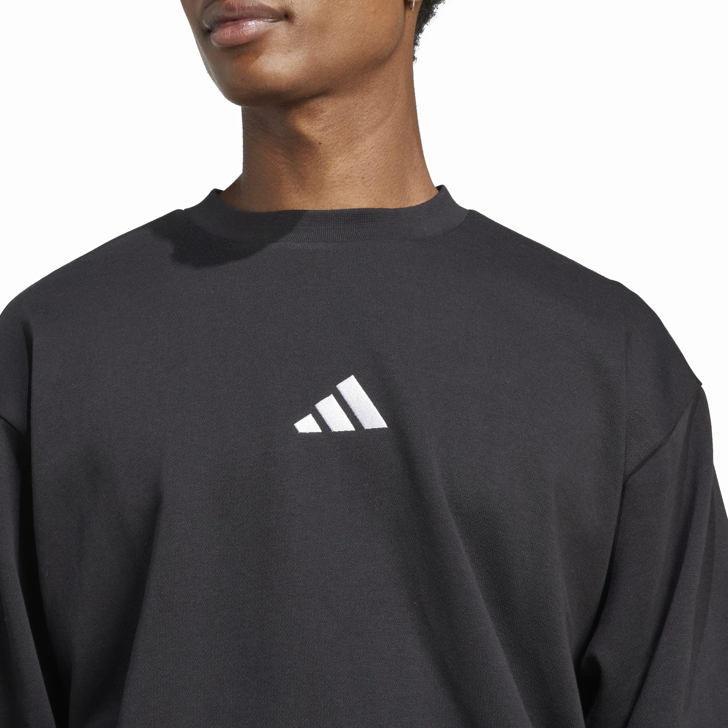 adidas Uomo Essentials Feelcozy Fleece Sweatshirt, Black/White, L