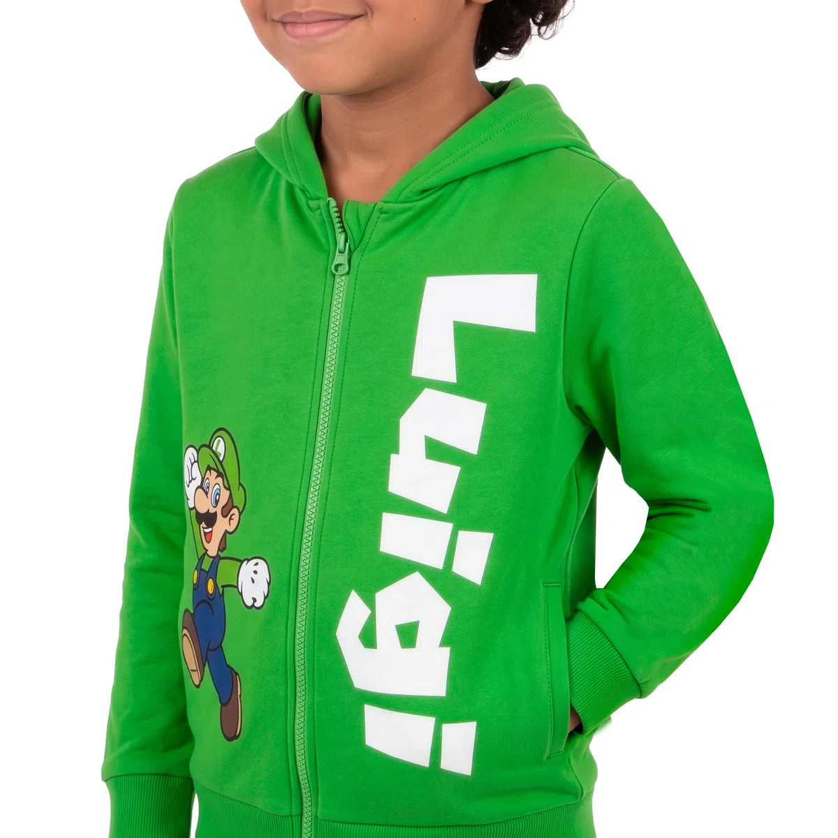 Super Mario Felpa Bambino, Felpa Bambino Luigi, Felpe Ragazzo con Cappucio